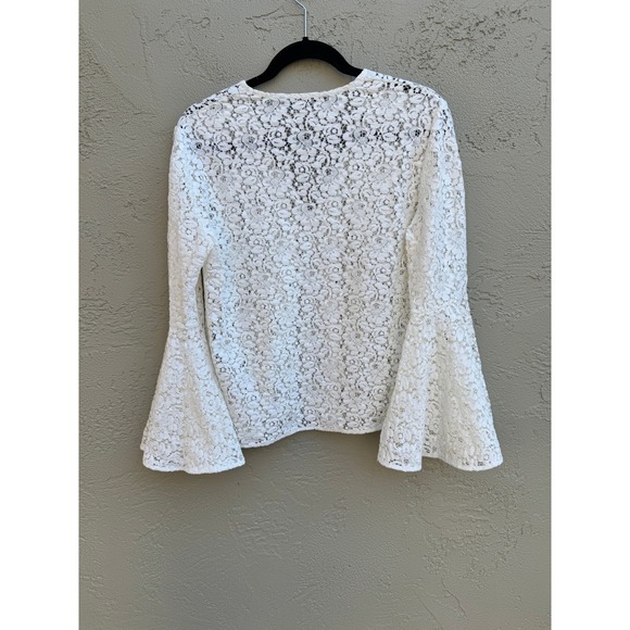 Zara white lace cottagecore fairy whimsical glam long bell sleeve Med - Picture 8 of 8